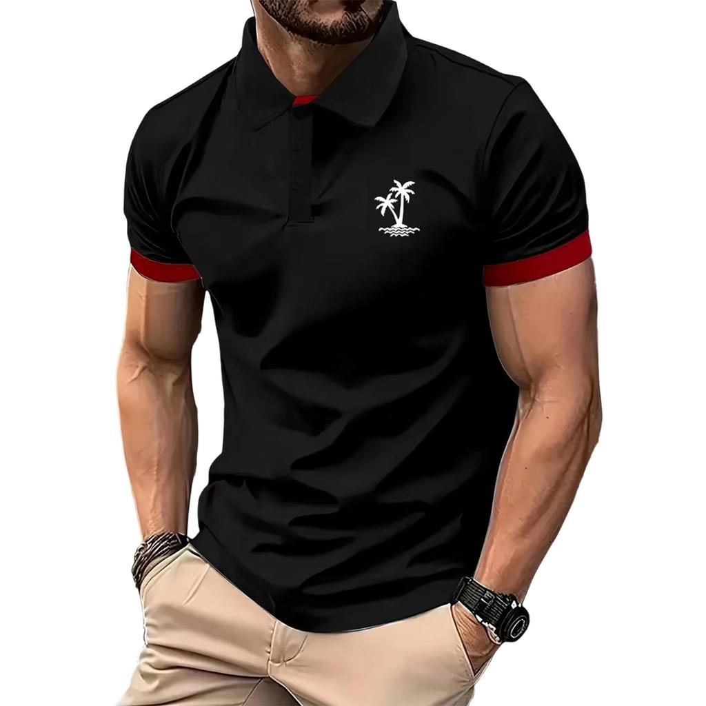 Camisa Deportiva de Manga Corta con Cuello Multicolor para Hombre