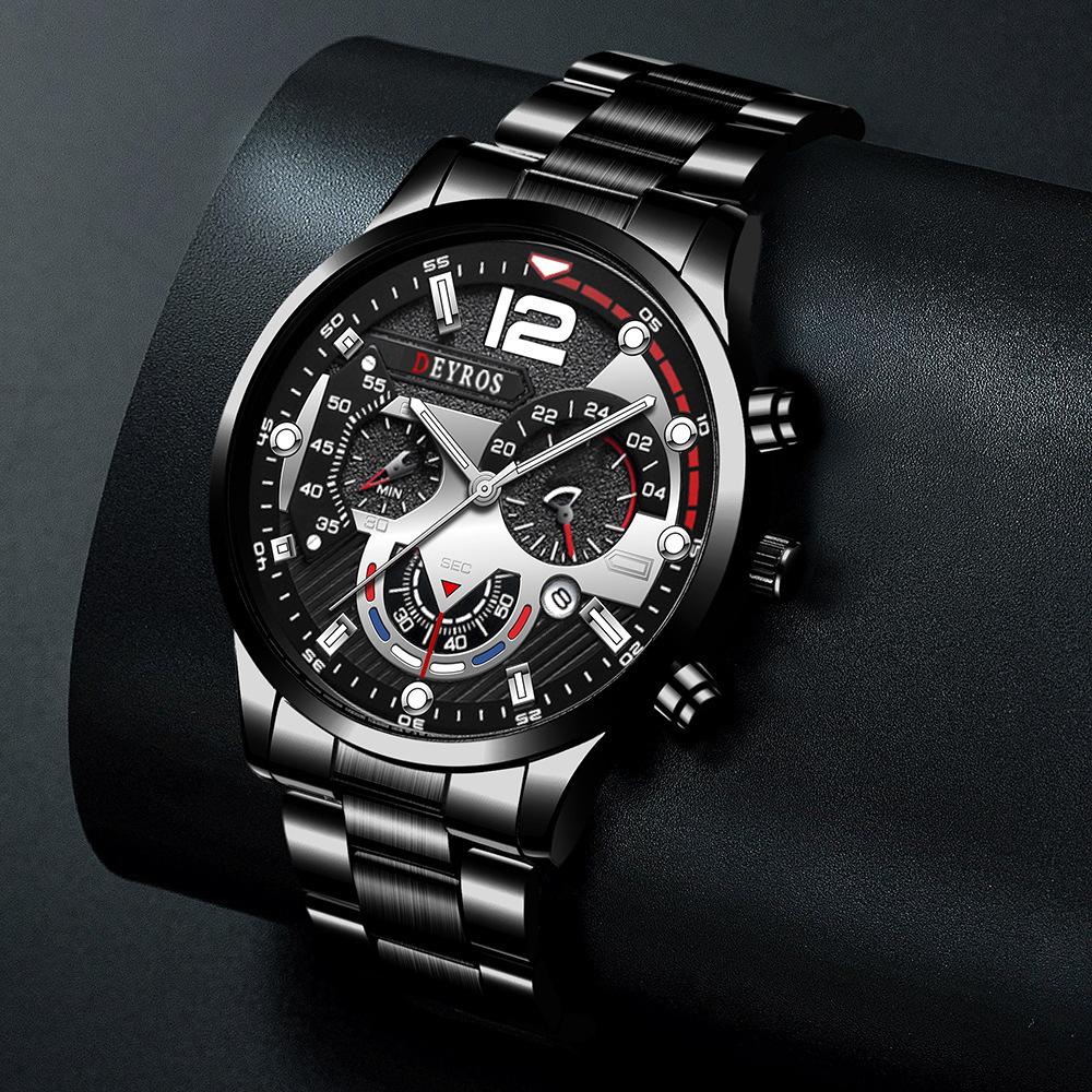 Watch Three-Piece Men'S Accessories Watch Ring Necklace Bracelet Men'S Quartz Watch