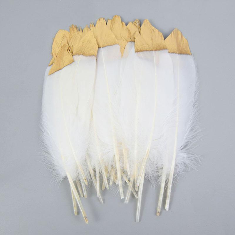 12-18Cm Spray Gold Feather Natural Goose Turkey Feather Wedding Party Gift Box Cake Decoration Balloon Filler D