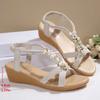 Fashion Large String Bead Wedges Sandals Women Cross Band Decor Thick Sole Platform Sandals Plus Size Light Comfort Bohemian Sandals
