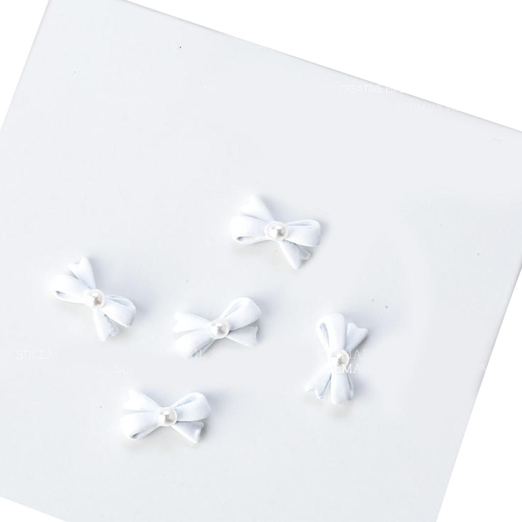 5Pcs Metal Nail Art Studs 3D Nail Art Charms Metal Nail Art Jewelry Decorations Pearls Bows Nail Decoration Accessories