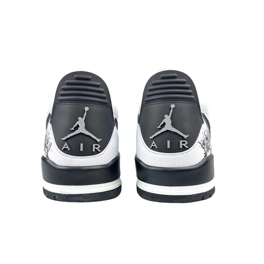Jordan Legacy 312 Mesh, Leather Abrasion Resistant Low top Vintage Basketball Shoes Men's Black White CD7069-110(Team40-)