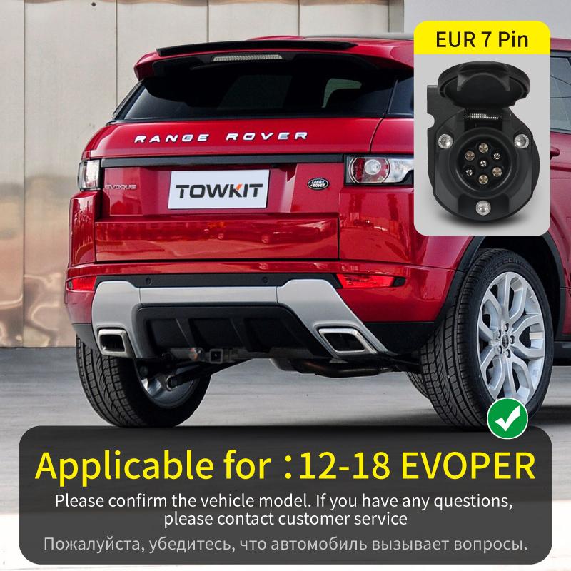 For Range Rover Evopue trailer wiring harness Eur 13/7 pin trailer RV tail light signal Australia 12/7 pin Trailer wiring Socket 12-18Evoper EUR 7 P