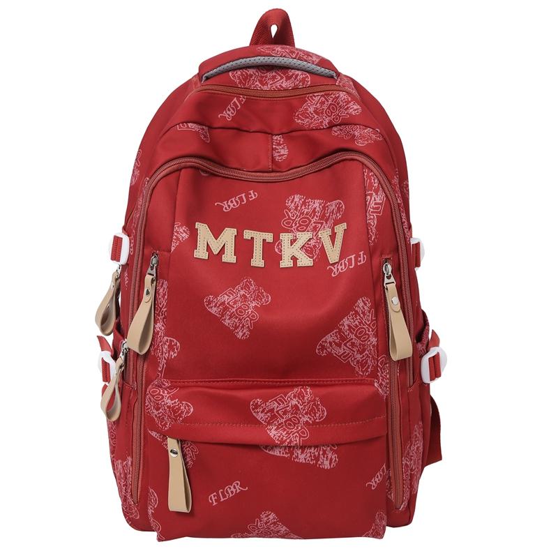 

Сумка для ученика средней школы Мужской рюкзак для путешествий с принтом Женский рюкзак красный