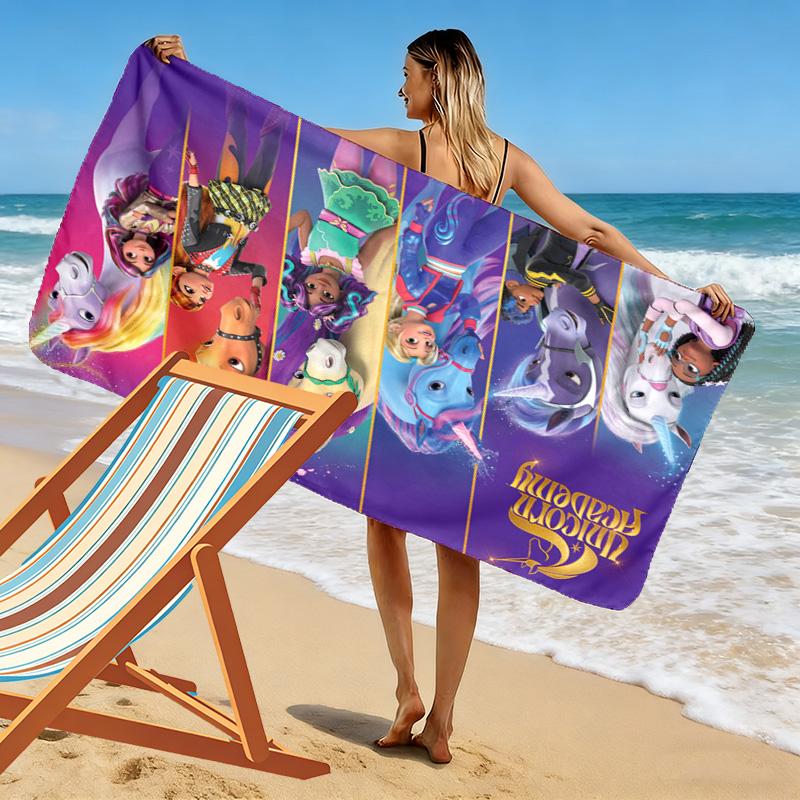 Asciugamano da Spiaggia Stampa Unicorn Academy, Asciugamano Grande Morbido Asciugatura Rapida per Spiaggia Campeggio Nuoto