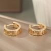 Vintage Geometry Mesh Pattern Hoop Earrings Copper Golden Plated Jewelry Simple Suitable For Women Daily Casual