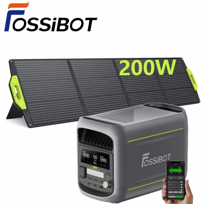 Przenośna stacja zasilania FOSSiBOT F1800 1024Wh z panelem słonecznym 200W, Bateria LiFePO4 Stacja elektryczna 1800W(Szczyt 2700W), ECO/BMS