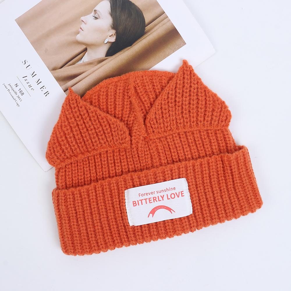 Süßer doppelwandiger Loverboy Katzenohren Strickmütze mit Kapuze Nischen-Design Strickmütze Weich Hip-Hop Persönlichkeit Kältehut Unisex