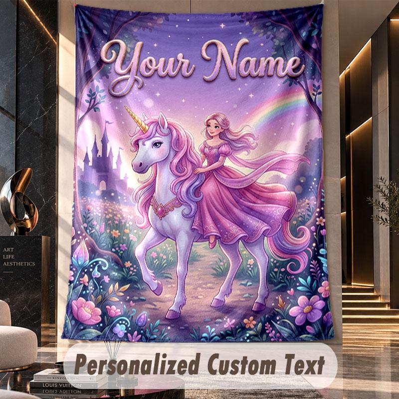 Unicorn (509) Theme Custom Tapestry Personalized Custom Name Text Wall Hanging Tapestry Home Decor Background Cloth