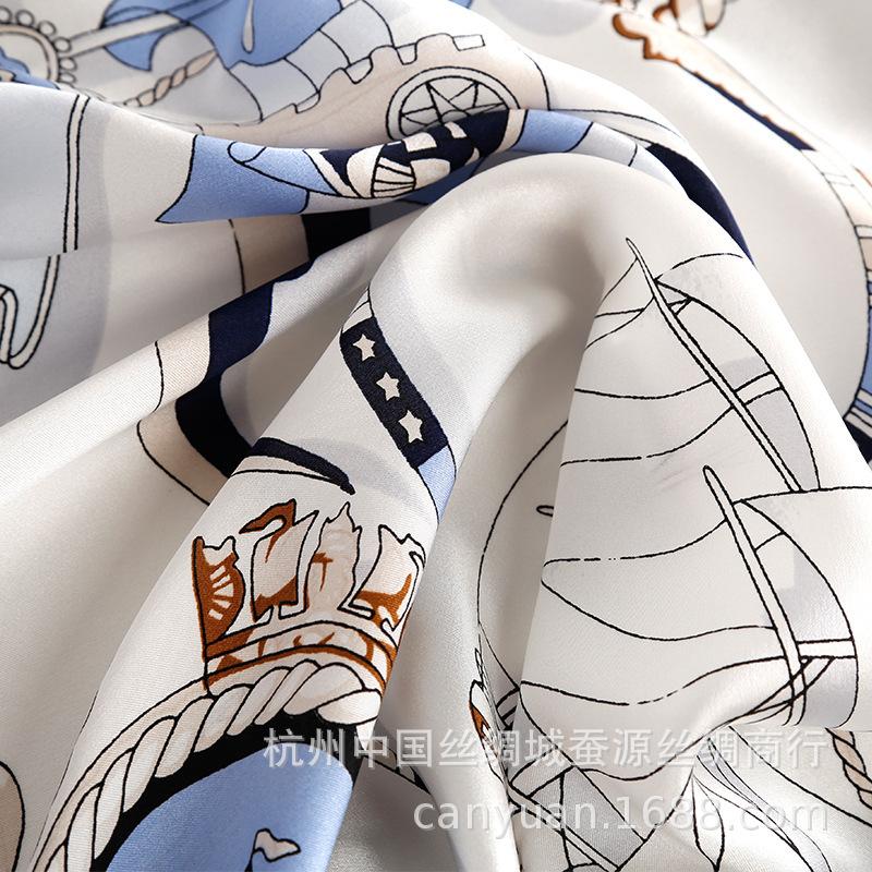 Silk Silk Scarf Nautical Plain Crepe Satin 90Cm14 Mmi Large Square Scarf Female Mulberry Silk Scarf Manufacturer