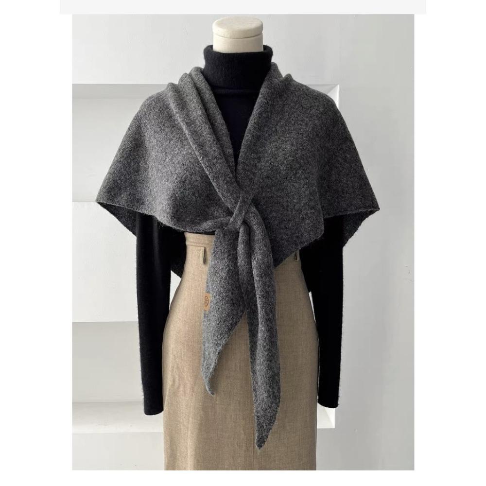 Triangle Scarf Scarf Solid Color Shawl Cape Autumn and Winter Women's High-end Shawl Blanket Warm Small Cape Cape