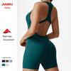European & American High Waist Yoga Bodysuit - Summer Workout Shorts, Tummy Control, Hip Lifting, High Elasticity