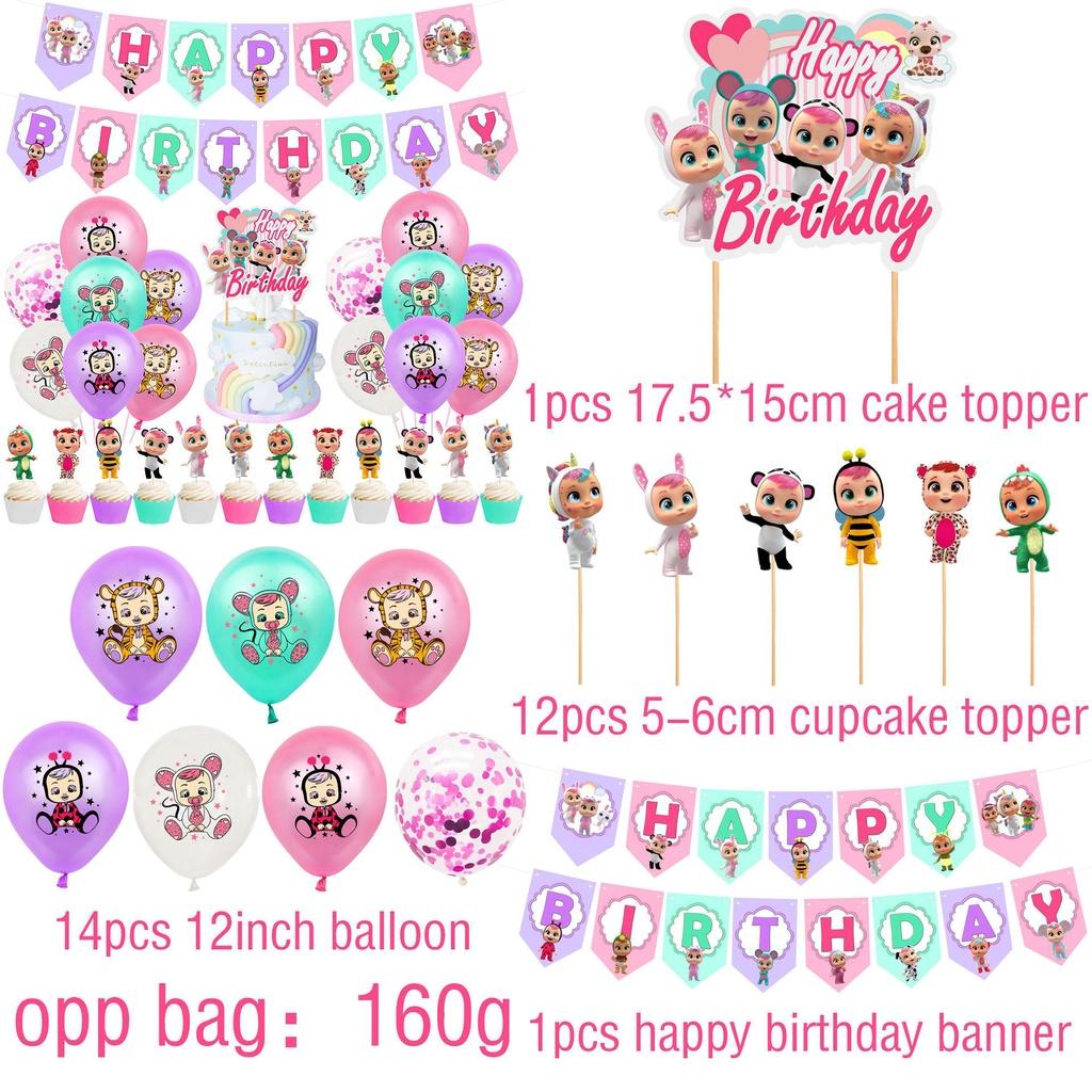 Adorable Cry Babies Magic Tears Birthday Party Decoration Set With Colorful Banners And Balloons