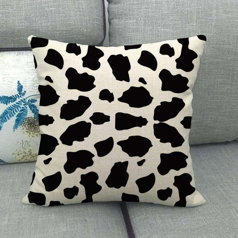 Black And White Leopard Print Spots Digital Printing Short Plush Pillow Covers For Car Sofa Office Cushion Cover Home Goods