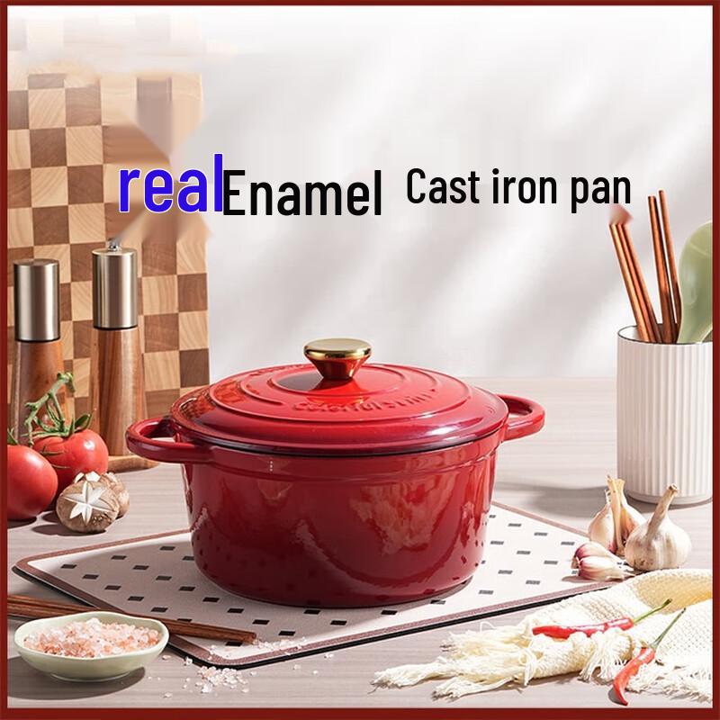 Triceratops Chinese Red Multi-Purpose Cast Iron Pot