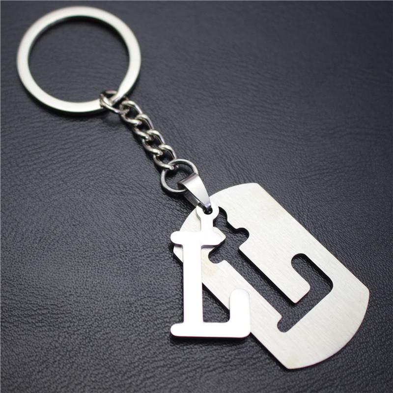 2022 DIY A-Z Letters Key Chain For Name Silver Color Steel Keychain Women Men Car Key Ring Simple Key Holder Party Gift