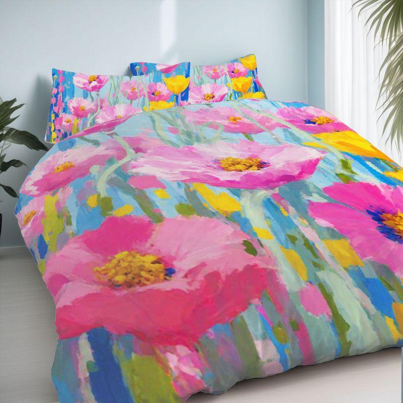 3-Piece Bedding Pillowcase Quilt Cover Set Flower Field 2D Digital Printing Suitable For Bedroom Dormitory Decoration