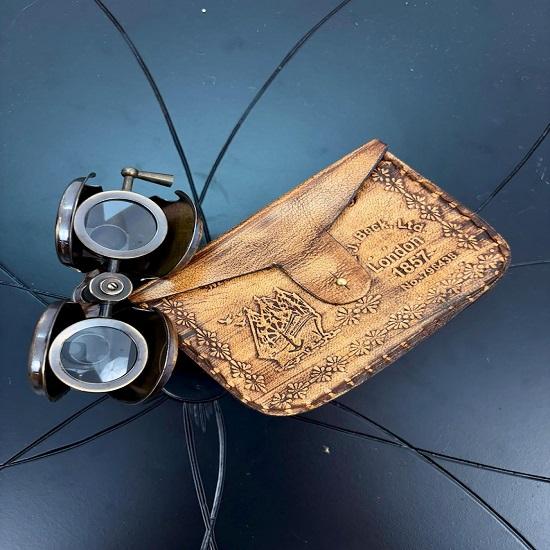 Pirinç Dürbün Katlanır Tek Gözlü Denizcilik Macera Teleskobu El Yapımı Deri Kutuda Koleksiyonluk Hediye Onun ve Onun İçin