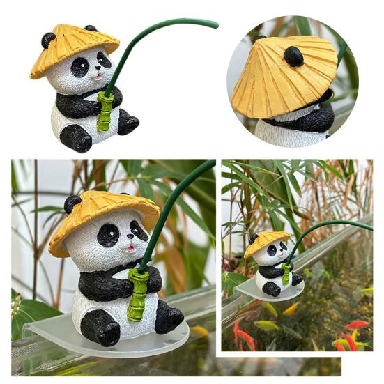Yousheng Kreskówkowy Panda Figurka Wędkarska Siedząca Panda Statua Żywiczna Rzeźba Ogród Zewnętrzny Staw Rybny Akwarium Krawędź Dekoracja Ornament
