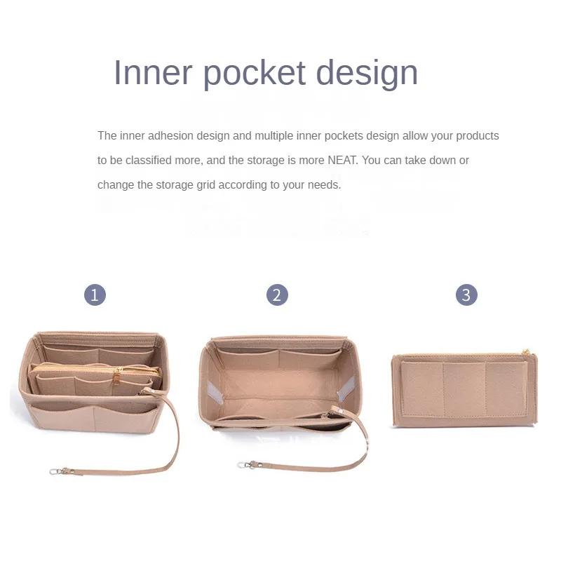 Multifunctional Large Capacity Makeup Storage Bag Felt Cloth Liner Travel Insert Portable Bag In Bag Cosmetic Organizer