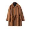 New High-end Hand-sewn Medium and Long Double-sided Cashmere Coat Femininity Fashion Loose Thickened Wool Coat