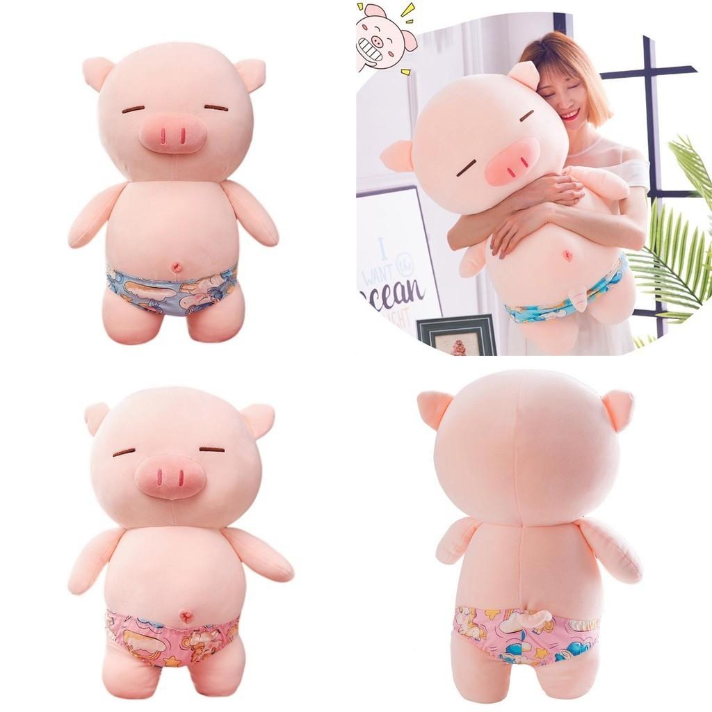 Fluffy And Furry Pig Stuffed Animal Fill Material Of Down Cotton Available In Pink And Light Blue
