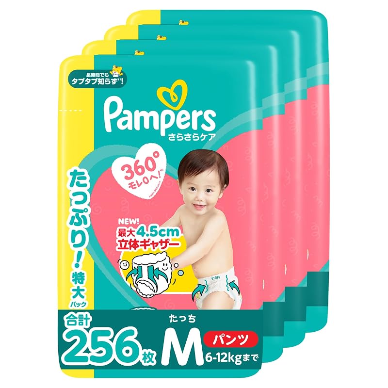 [Pants M Touch Size] Pampers Diapers Dry Care (6-12kg) 256 diapers (64 diapers x 4 packs) [Case]