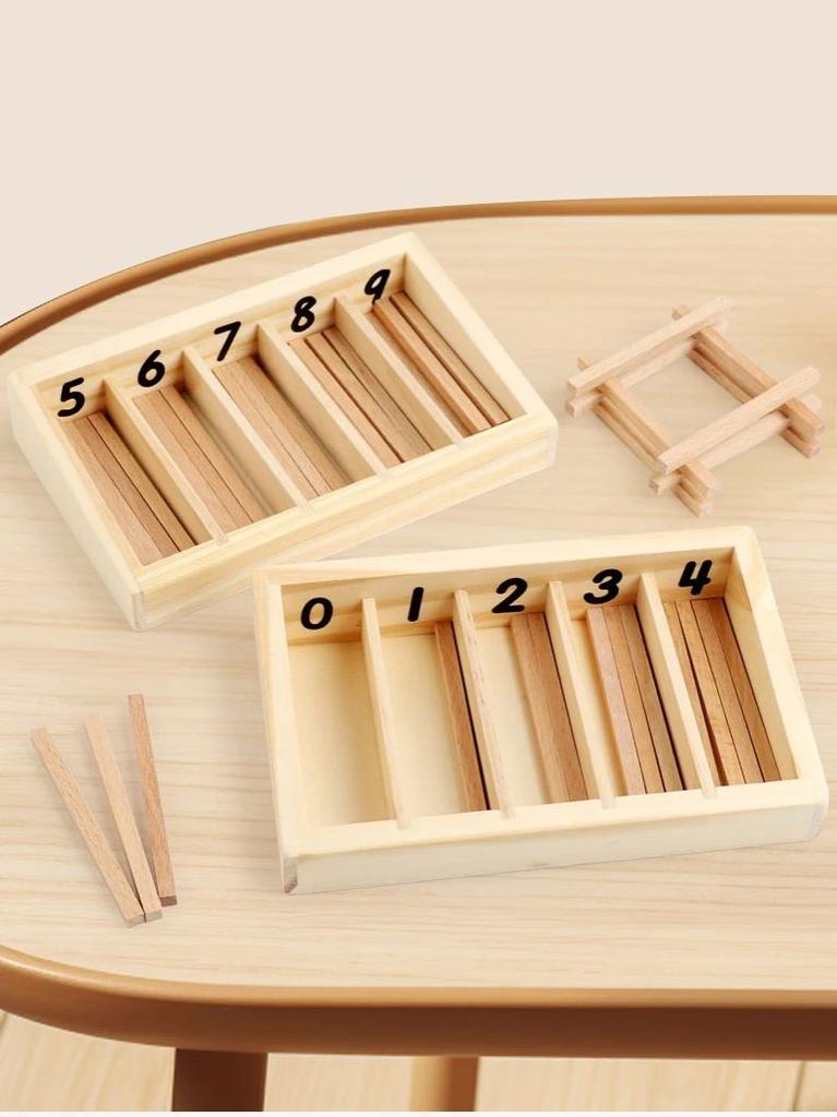 Wood Spindle Box Mathematics Teaching Math Toys, Materials for Preschool Birthday Gifts 3 Years Old Homeschool