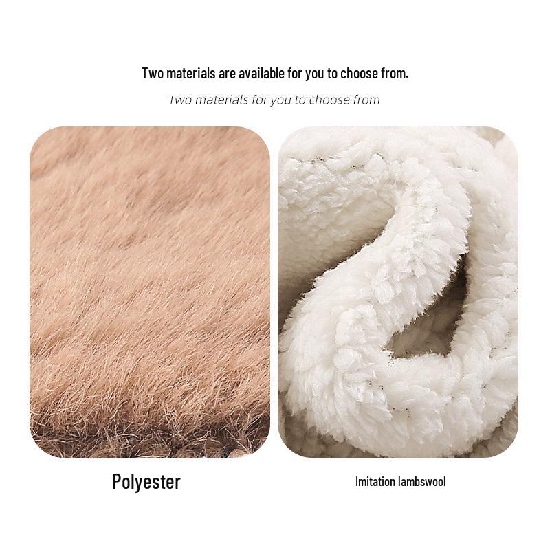 Unisex Double-Layer Lambswool Knee Pads - Thickened, Velvet, Velcro Fastened, Warm Insulation for Autumn/Winter