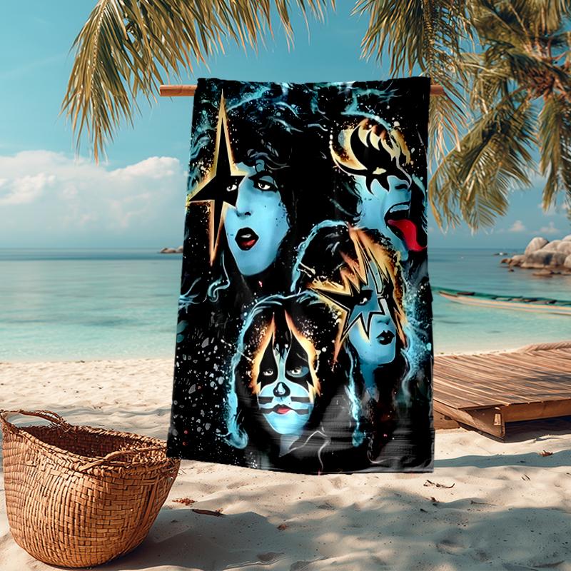Kiss-Inspired Fashion Beach Towel: Ideal for Summer Adventures Soft, absorbent and quick drying suitable for swimming and bathing