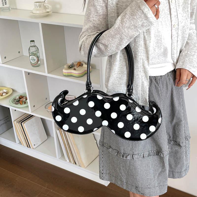 2025 Japanese Cute Polka Dot Irregular Handheld and Crossbody Beard Bag