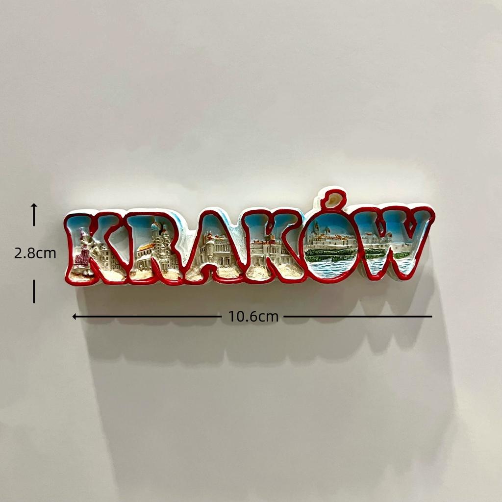 Poland Krakow Resin Fridge Magnet Stickers Travel Souvenir Gift Landscape Refrigerator Magnet Home Kitchen Decor