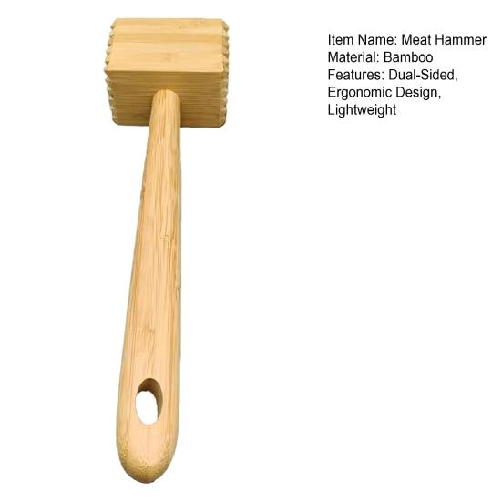 Meat Hammer Double-sided Bamboo Meat Tenderizer And Softener Long Handle Hanging Hole Kitchen Tool