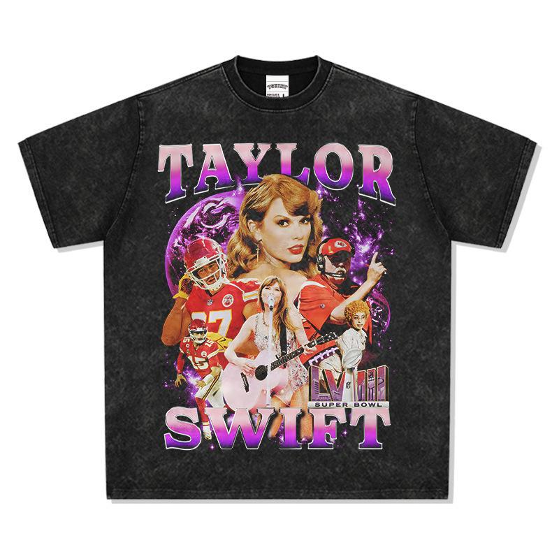 Swift Taylor Swift Printed Short Sleeve T-Shirt Washed Blockbuster Vinta S