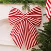 Snoepstokpatroon Kerststrik Ornament Zachte Stof Hangend Accent voor Boom, Krans, Cadeaupresentatie en Feestelijke Kamer