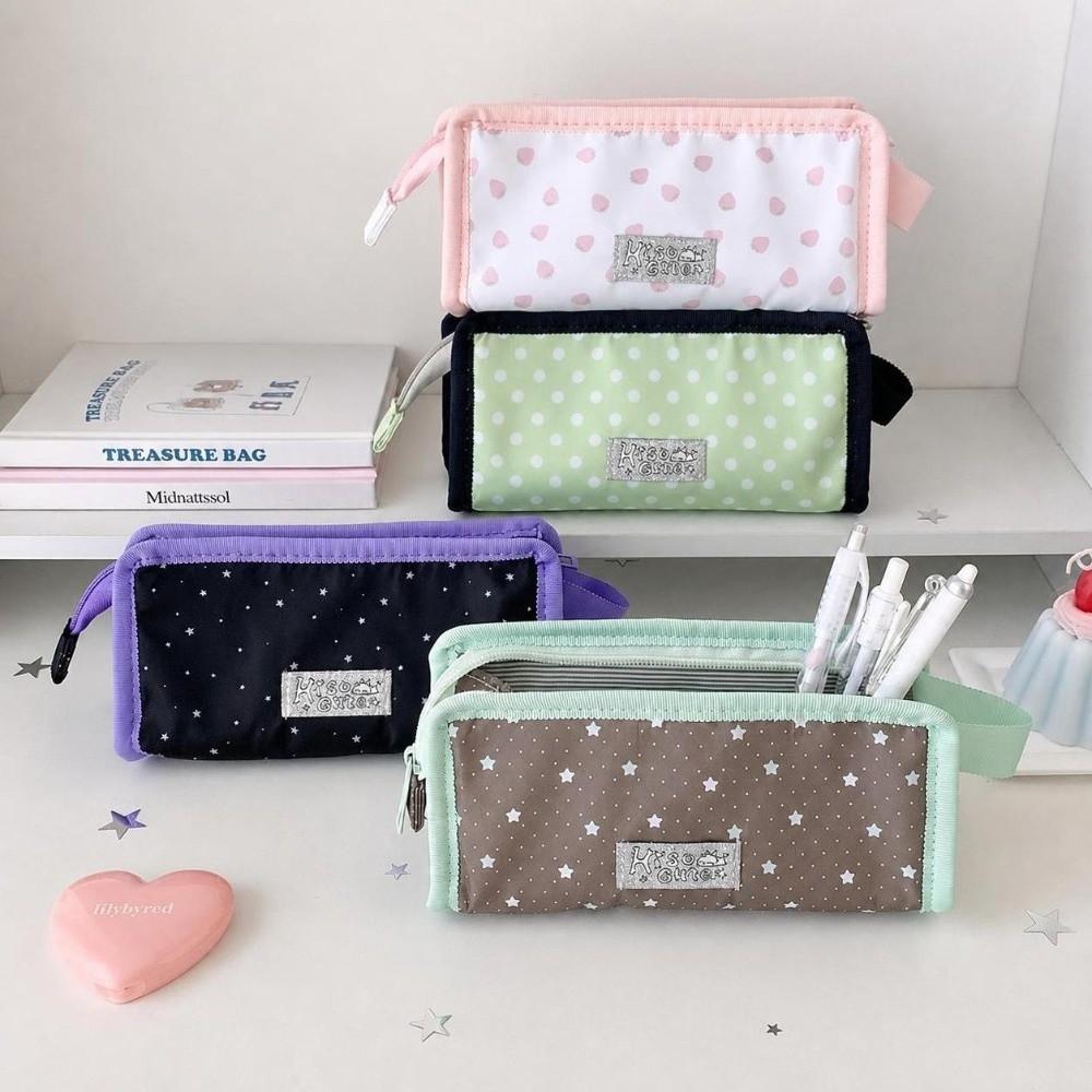 Large Capacity Pen Bag Transparent Window Pencil Pouch Portable Stationery Bag Students