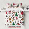 3-piece Christmas themed Santa Claus print (1 duvet cover+2 pillowcases, no core) soft and comfortable bedding set