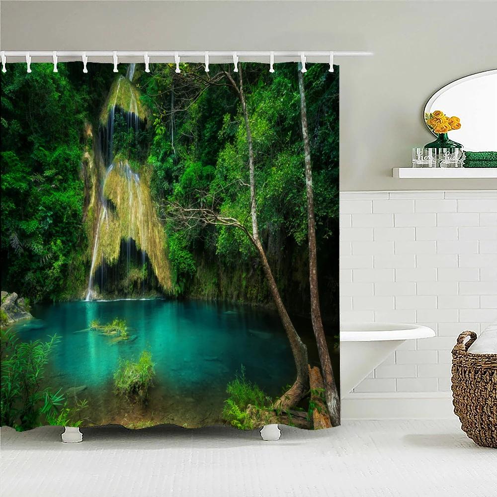 

Лесной природный пейзаж занавески для душа Высококачественная водонепроницаемая занавеска для душа Дерево Пейзаж Ванная комната занавеска из полиэстера Ткань W300xH180cm