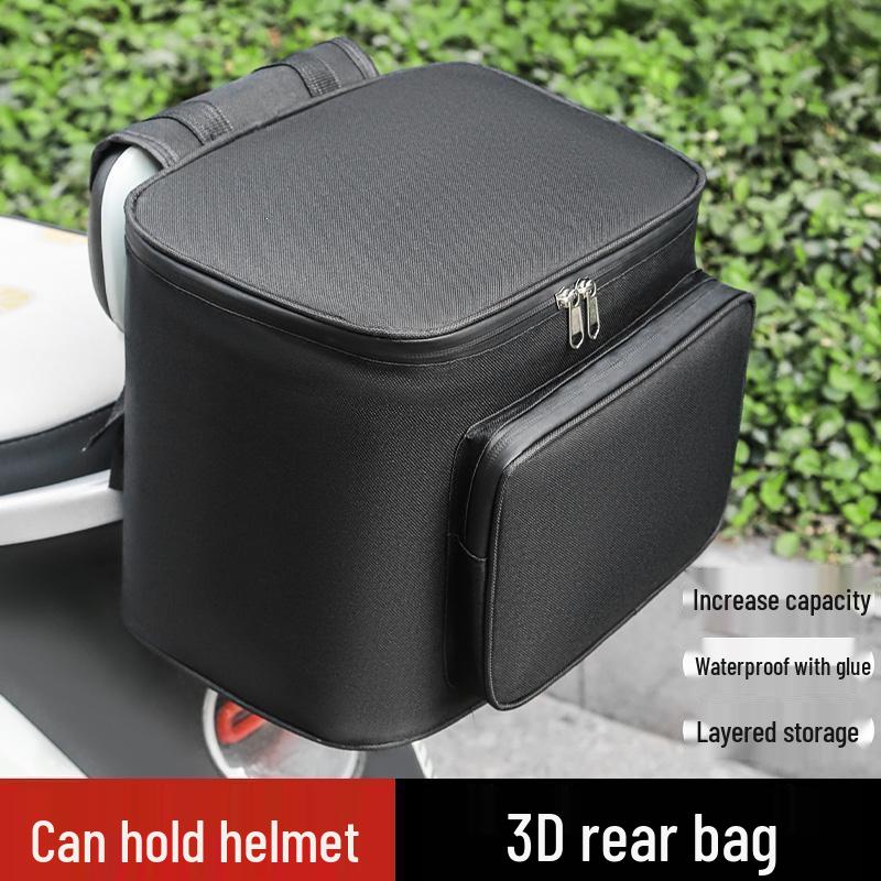 Electric Vehicle Trunk Bag: Large Capacity Rear Hanging Storage for Helmet & Battery.