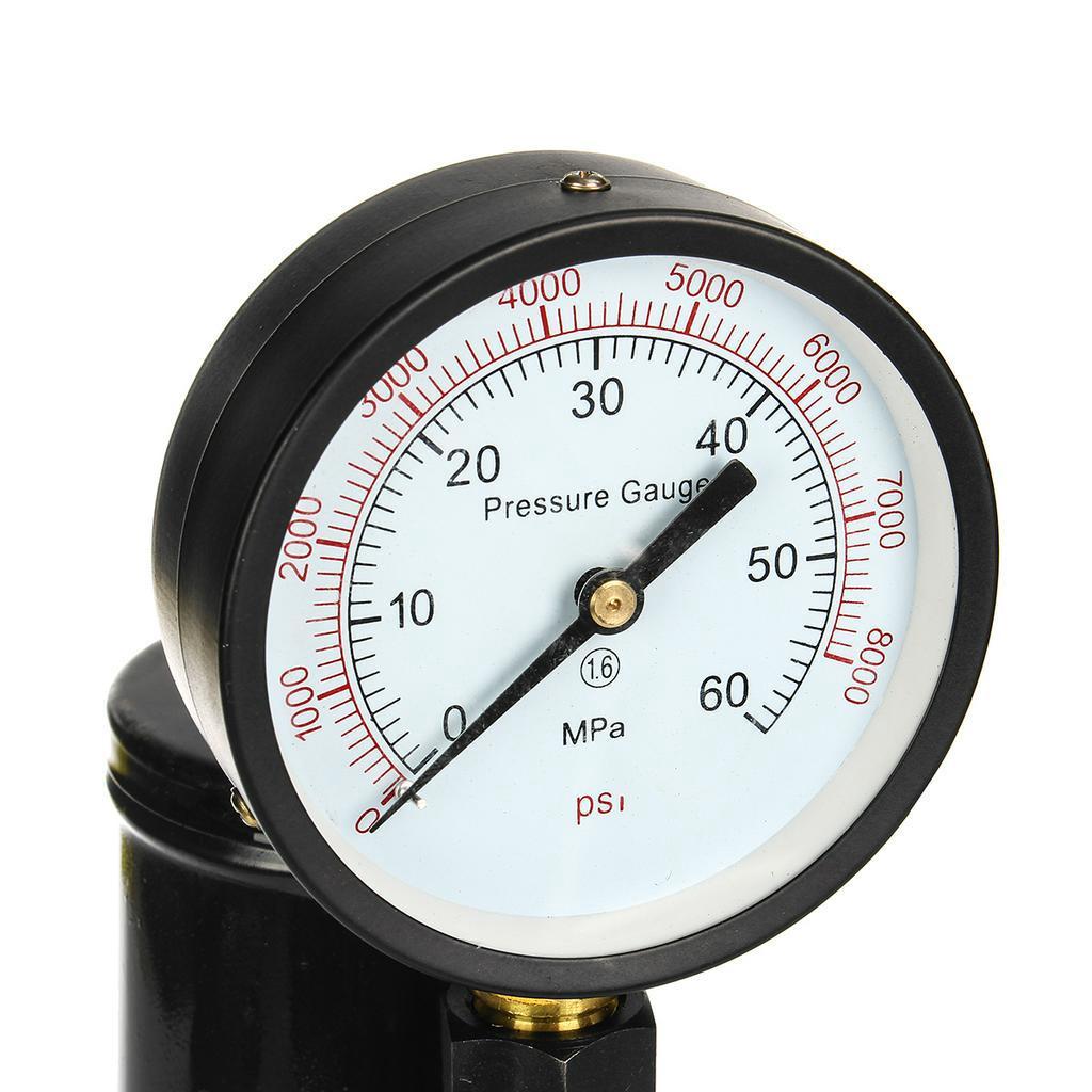 Bar/PSI 0-60Mpa Steel 1L Pop Diesel/Injector Nozzle Pressure Tester Dual Scale Read Gauge Black High Pressure Pipe Diagnostic