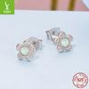 S925 Sterling Silver Non-Fading Small Flower Stud Earrings Opal Flower Fashion Niche Temperament Earrings Women