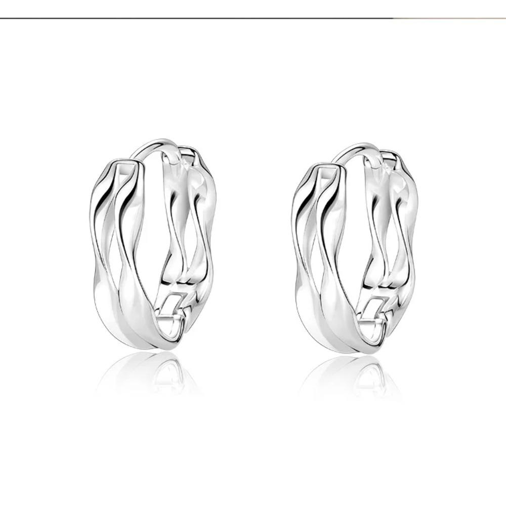925 Silver Hoop Earrings Simple Elegant Sexy Jewelry Gift For Women Trendy Fashion Accessories