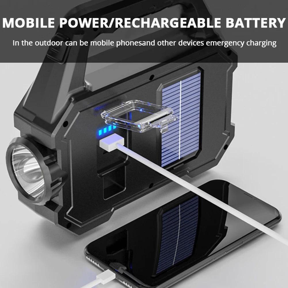 6 Gears Rechargeable Lamp Waterproof Portable Camping Lantern Solar USB Camping Lights Portable Flashlight for Outdoor 6000LM
