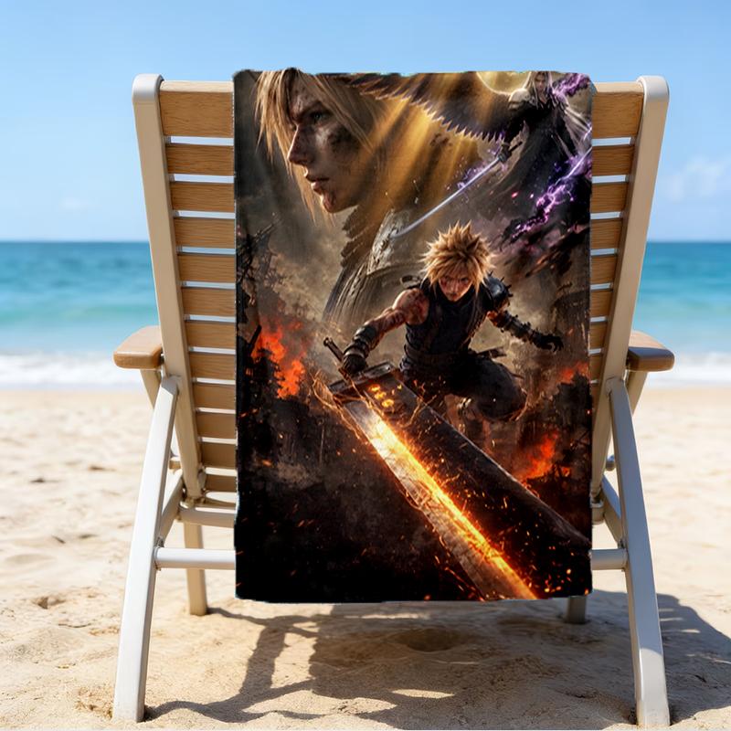 Cloud's Fantasy Journey Game Beach Towel - Soft, Absorbent Microfiber, Lightweight, Ideal for The Beach, Parties, Travel, Camping fan gifts