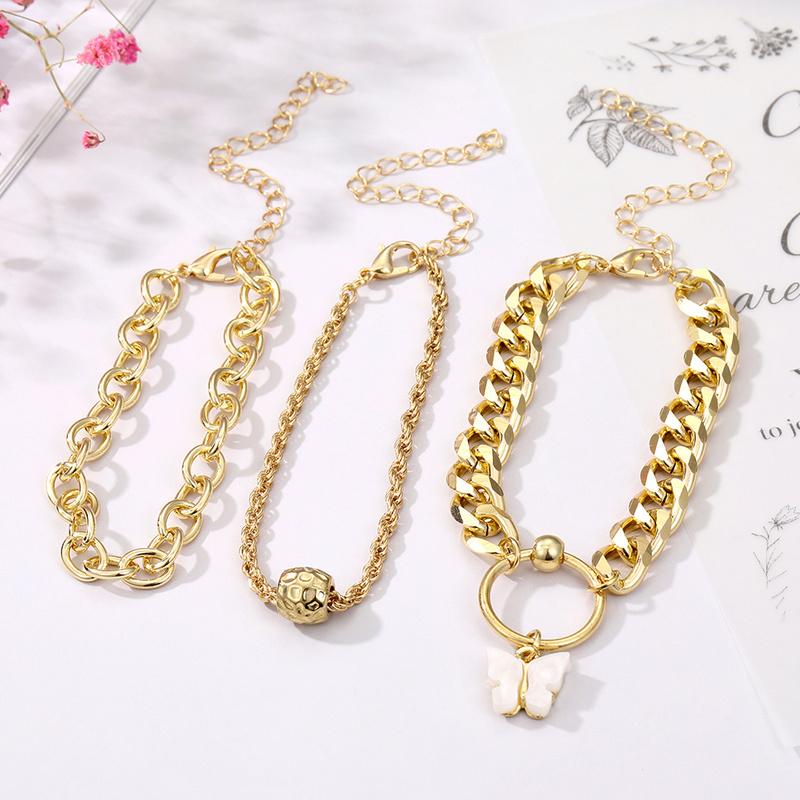 Náramek s přívěskem motýlek Prstencová spona Studentský náramek Elegantní žena Retro Temperament Náramek Set