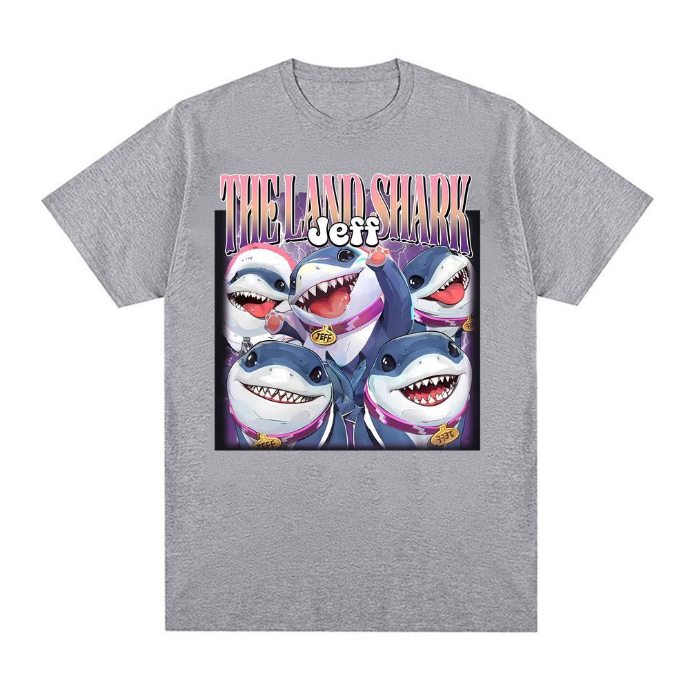 Jeff The Landshark Superhero Shark Printed Tshirts Unisex Women Street Vintage Hot Sale T Shirt Short Sleeve ONeck Cotton Tshirt