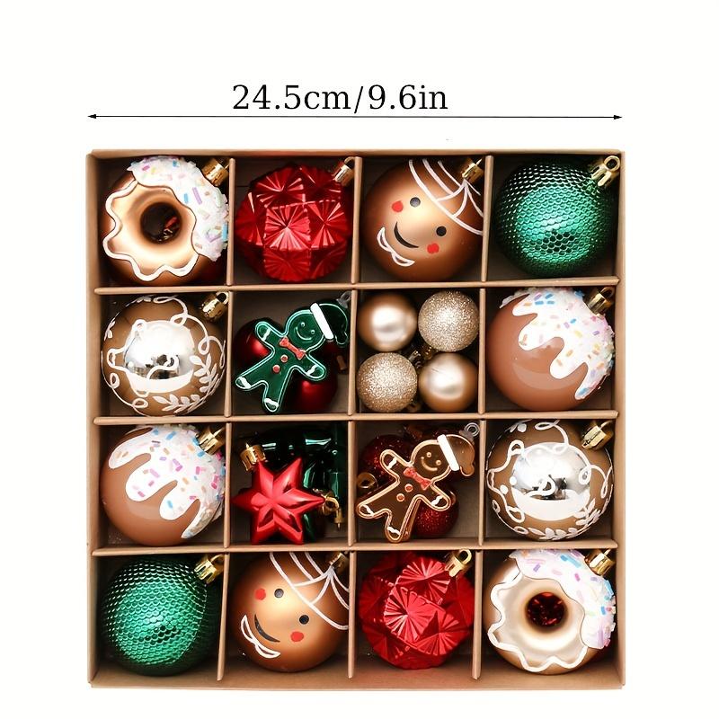 

42 шт. Праздничный набор рождественских украшений Расписанный вручную пряничный человечек, Снежинки, Дизайн елки в красном, зеленом, золотом цветах, Идеально подходит для украшения праздничной елки