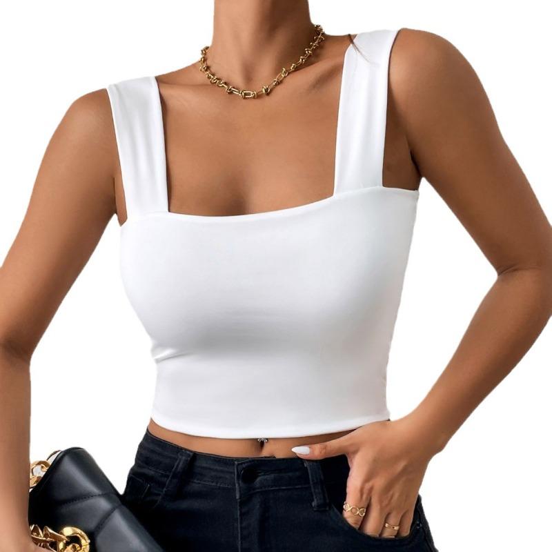 Summer New Women's Camisole Sexy Slim Hot Girl Wide Shoulder Strap Sleeveless Top