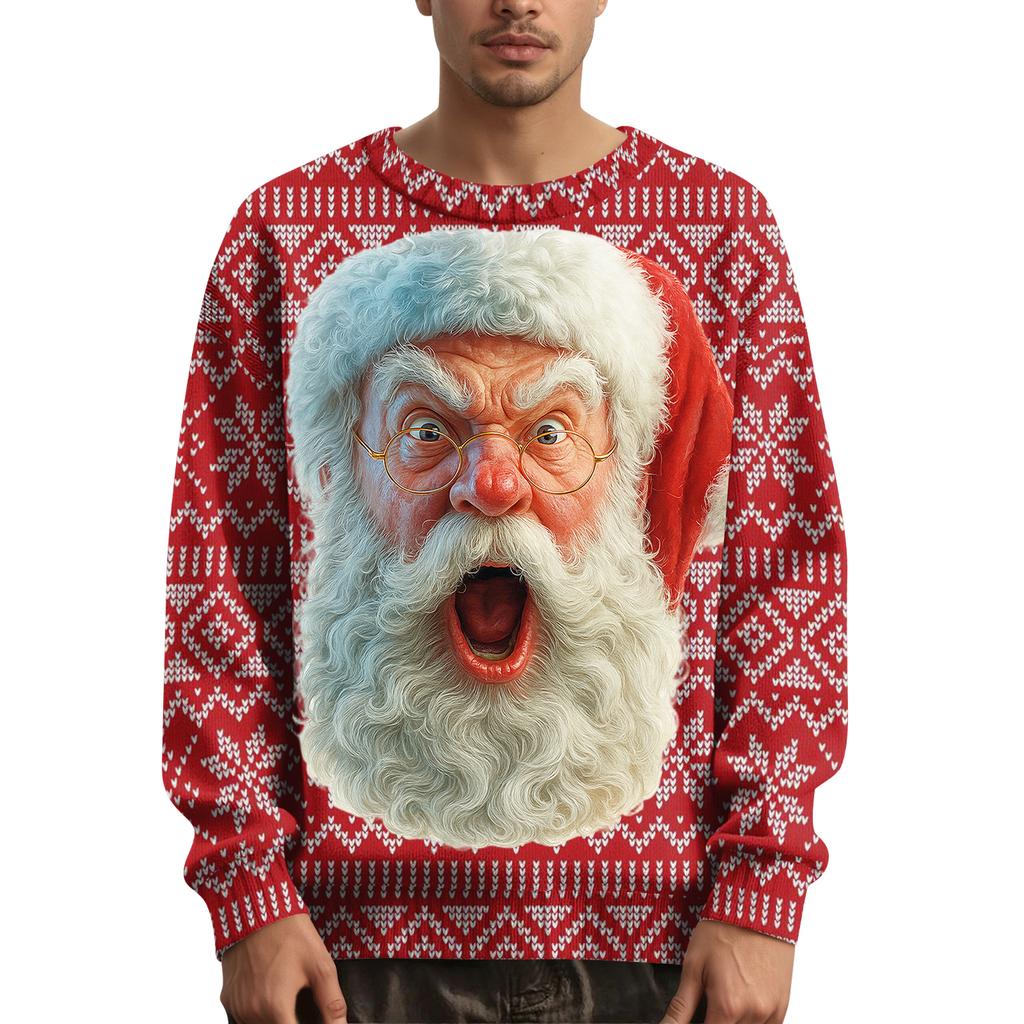 Herren Weihnachts Pullover mit bedrucktem Kragen