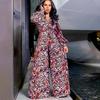 Autumn New Long-sleeved V-neck Wide-leg Jumpsuit Large-size Women's Clothing